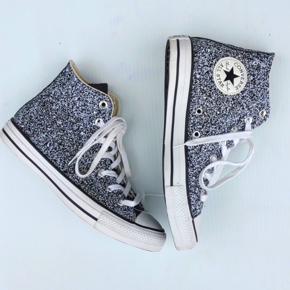 WOW💝CONVERSE CTAS Glitter Platform Hightops in Silver Glitter NEW - Picture 5 of 16